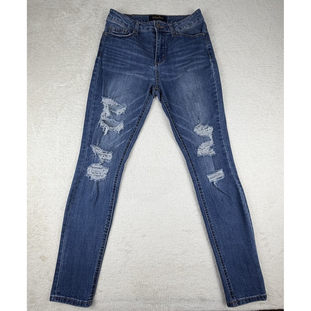 Indigo Rein Juniors Jeans 9 Blue Stretch Skinny Mid‎ Rise Distressed Denim